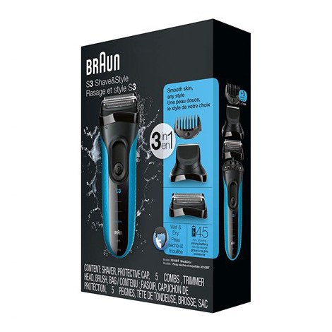 Braun | Shaver with trimmer | Series 3 Shave&Style 3010BT | Operating time (max) 45 min | Wet & Dry | NiMH | Black/Blue - 4
